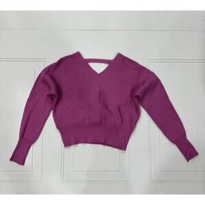 Pink Rose Pink Ribbed Crop Top Sweater Long Sleeve Size Small S